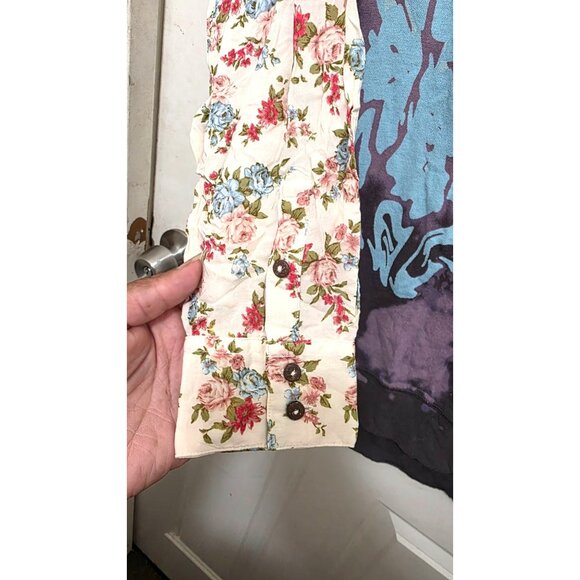 NWT We The Free Tie-Dye Sweatshirt Floral Buttoned Sleeves Graphic Oversized Fit - Picture 5 of 8